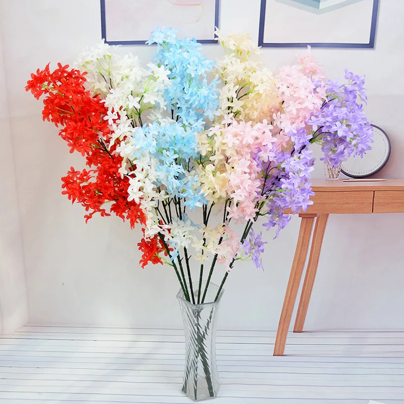 

100Pcs Artificial Flowers Cross Cherry Blossom Bouquet Lilac Home Deocor Ornament For Wedding Baby Shower Party DIY Decoration