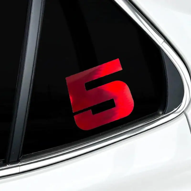 Racing Number 0-9 Red Laser Holographic Vinyl Decal Sticker 15cm 2D Flat Waterproof for Car