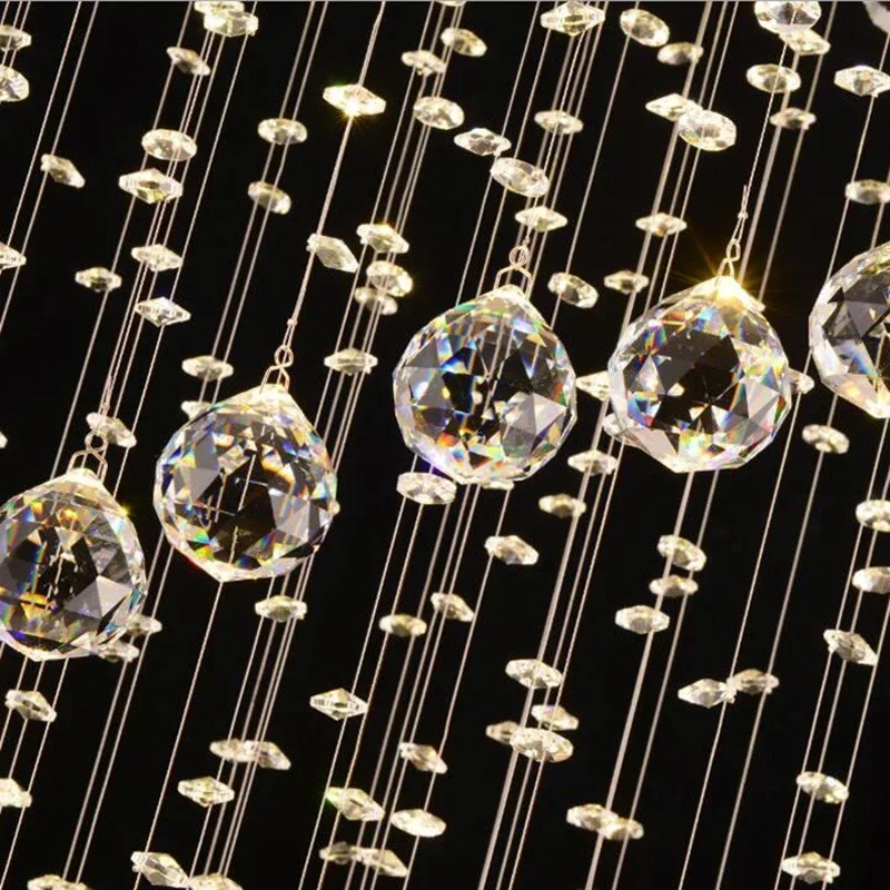 現代の大型ビッグ階段ロングスパイラルクリスタルシャンデリア照明器具階段レインドロップ保留ランプ + 無料船