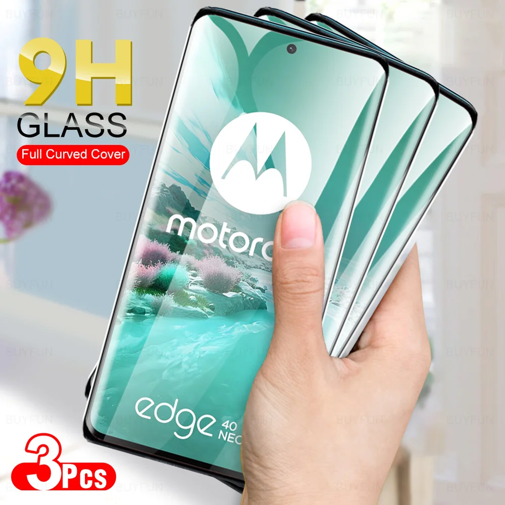 3Pcs For Motorola Edge 40 Neo Glass Tempered Protective Film For Moto Rola Edge40Neo 40Neo Edge40 Neo 5G Curved Screen Protector