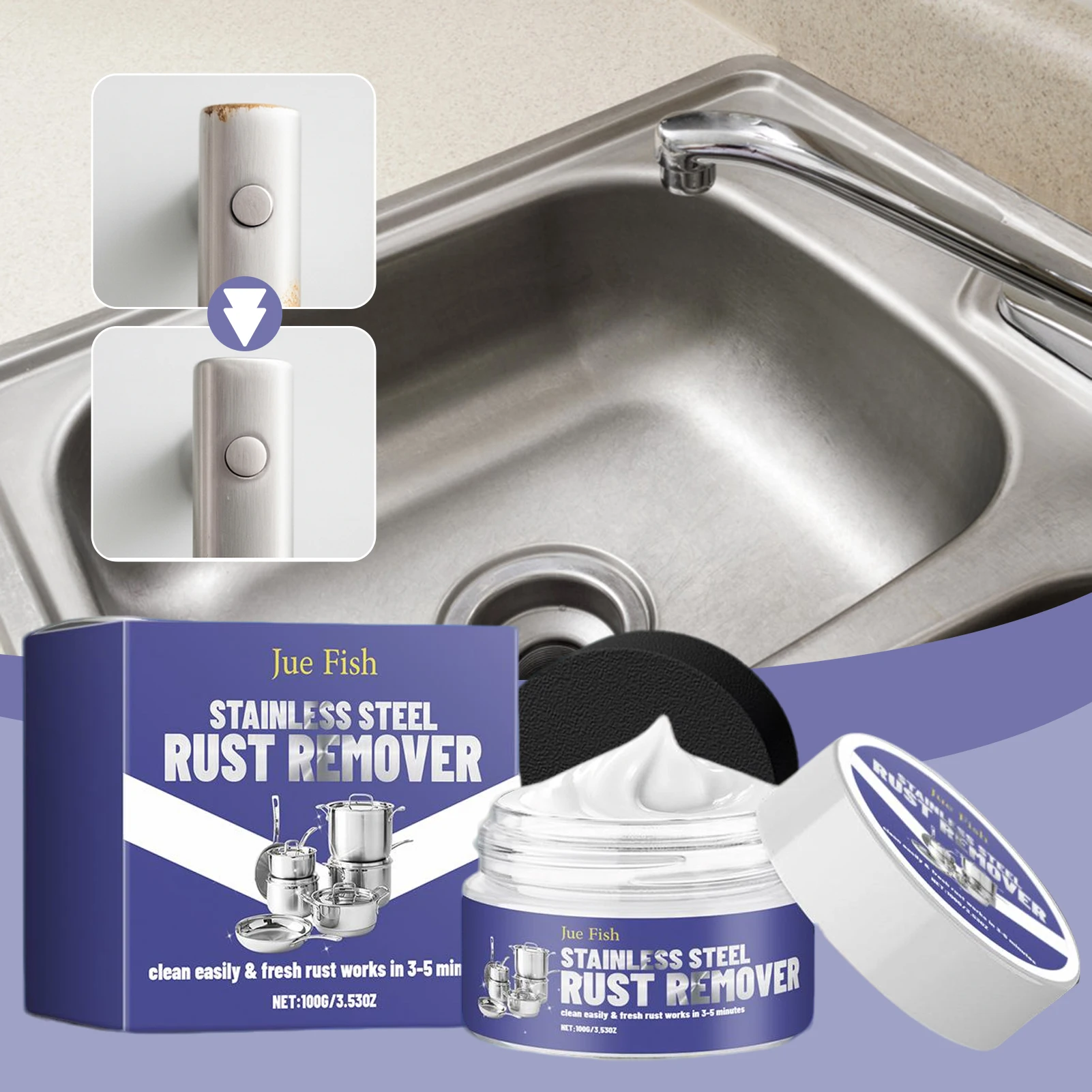 

Stainless Steel Cleaner For Kitchen Effective Deep Cleaning Heavy Oil Cleaner For Pot Pan Cleansing Supplies