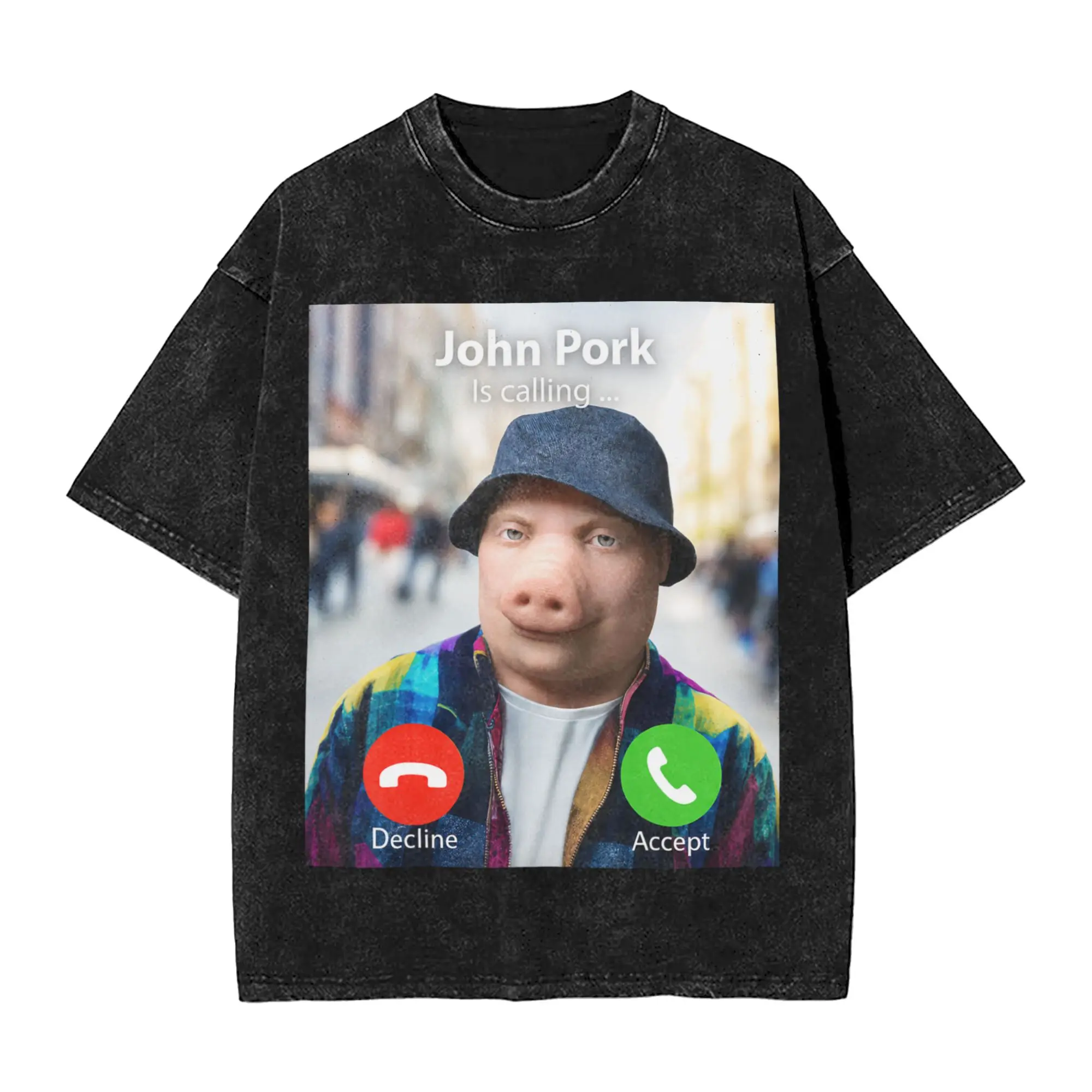 John Pork is Calling Funny Pig Meme Brainrot T-Shirt Trending T-Shirts Short Sleeve Tshirt Summer Cotton Plus Size Top Tees