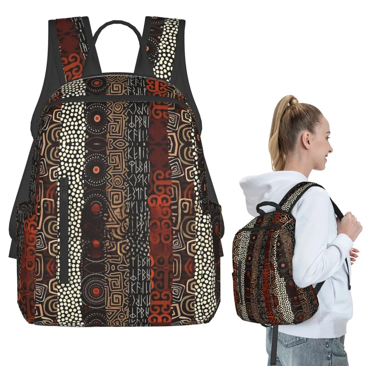 

African Bogolan Africa Ethnic Tribal Art Backpack Student BookBag Kids School Bag Computer Shoulder Bags Boys Girls