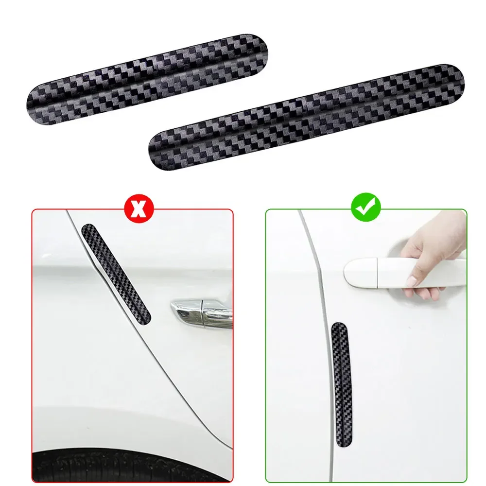 4Pcs Car Door Strips Anti Scratch Sticker Carbon Fiber Edge Protective Strips Side Doors Moldings Scuff Trim Universal Stickers