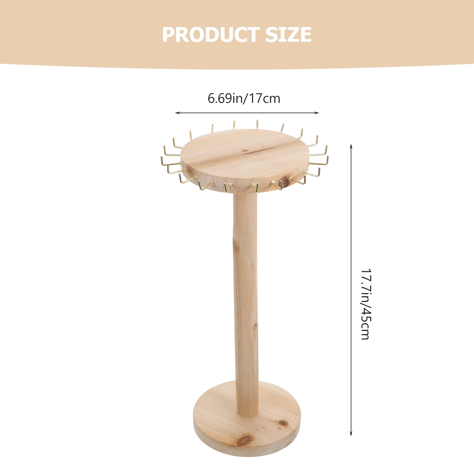 Wooden Jewelry Display Rack 7 Hooks Earring Necklace Holder Bracelet Organizer Tabletop Storage Solution Jewelry Packaging Tool