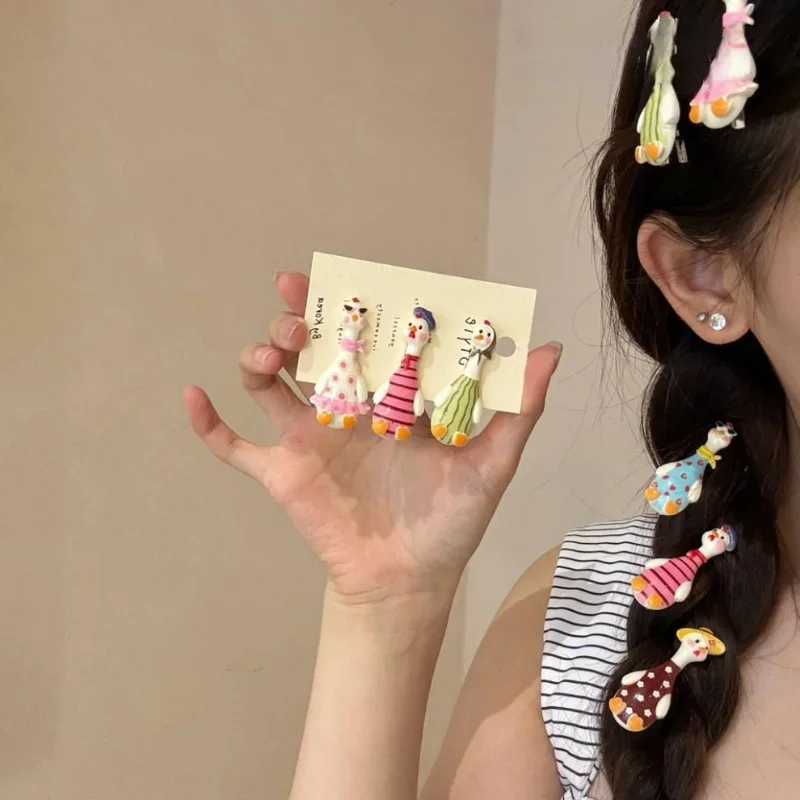 Cute Ugly Cute Cartoon Goose Hair Clips Funny 3D Duck Barrettes Sweet Girls Bangs Hairpin Side Hair Accessories