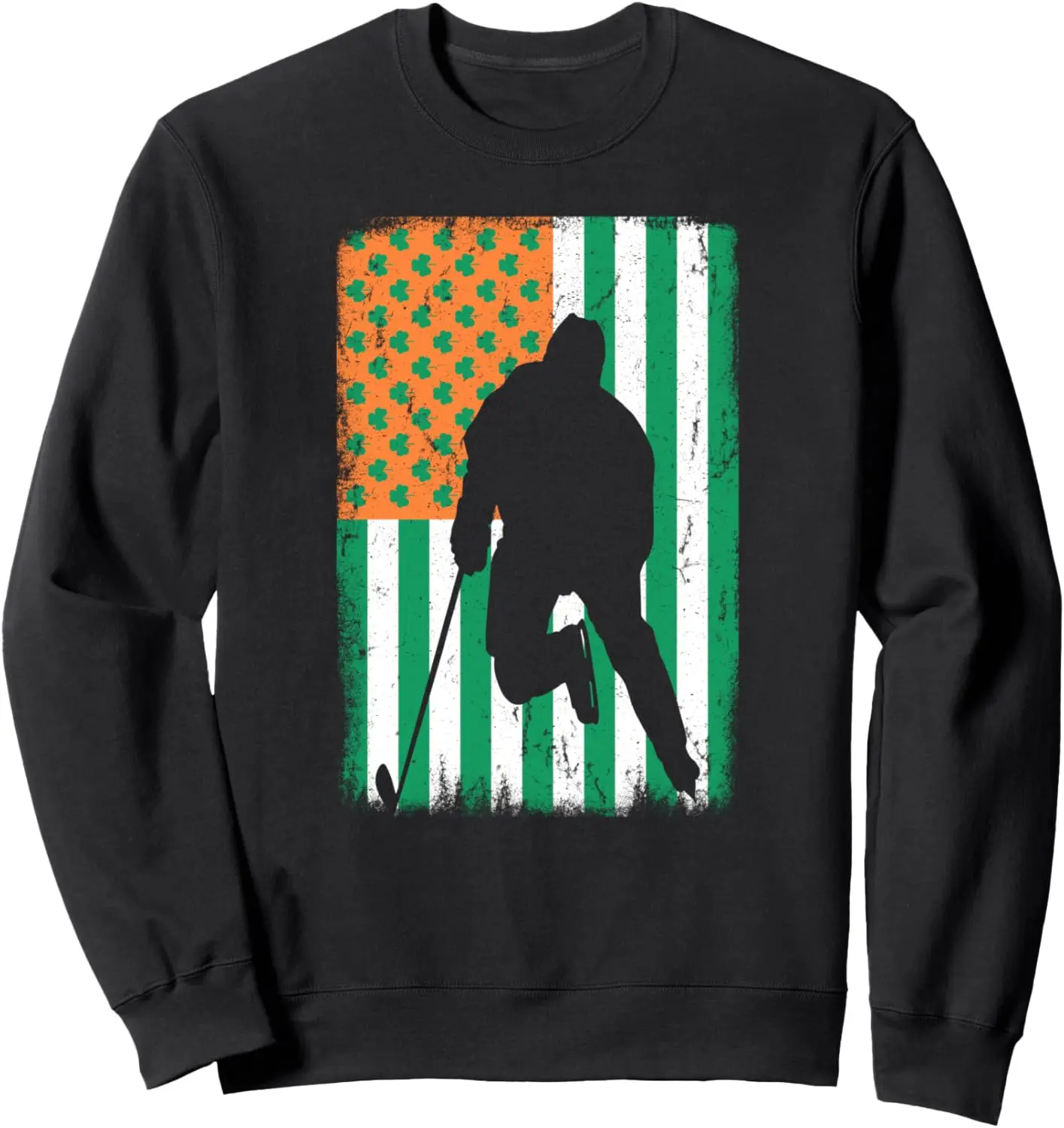 Ice Hockey Player Irish USA American Flag St Patrick's Day Sweatshirt