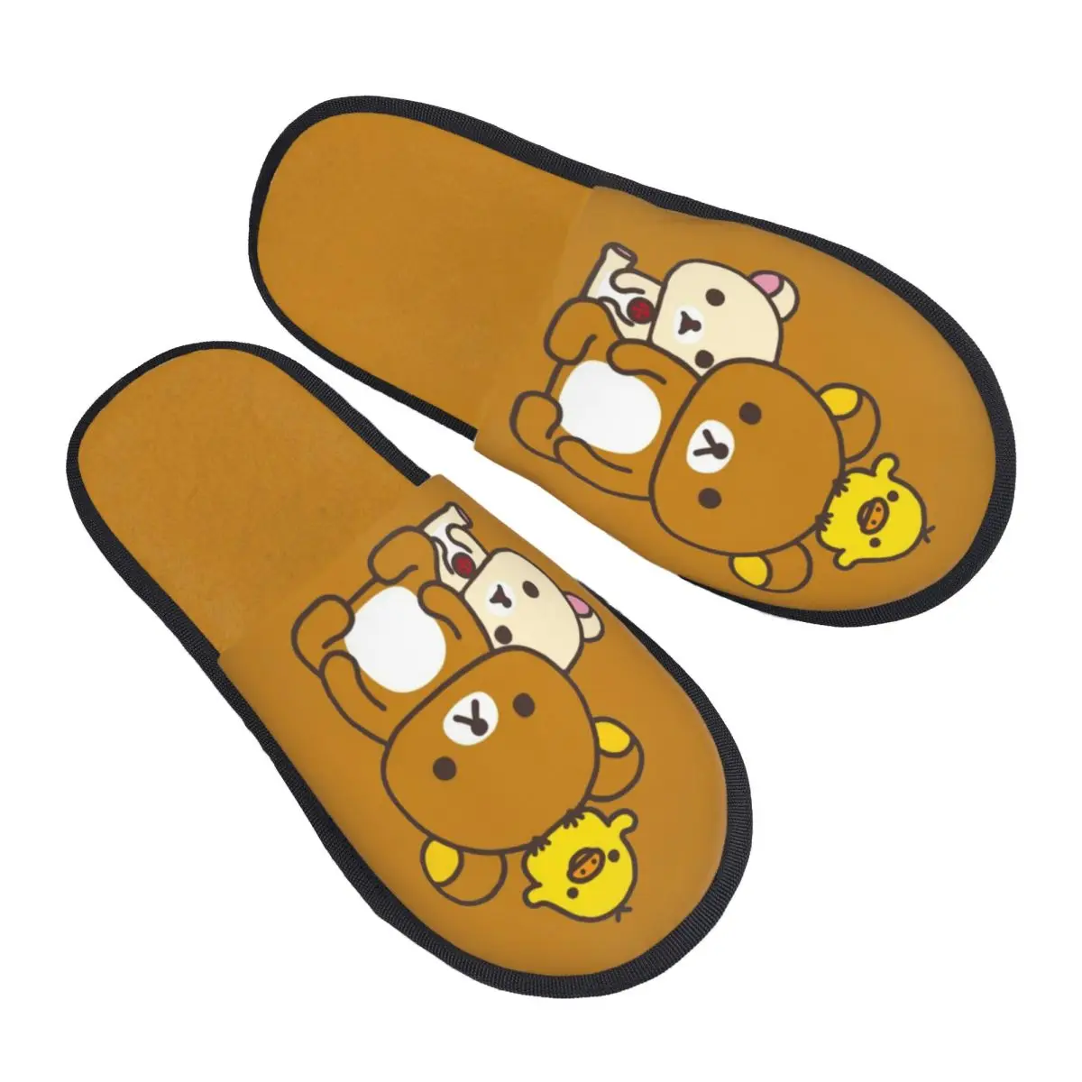 

Женские домашние тапочки Rilakkuma Kiiroitori с индивидуальным принтом, уютные теплые пушистые тапочки из пены с эффектом памяти, домашняя уличная обувь