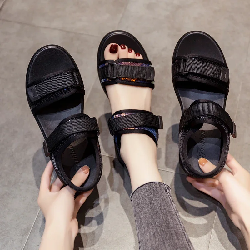 Women Rome Sandal 2024 Summer New Platform Shoes Female Wedges Casual Shoes for Woman Fashion Hook and Loop Luxury Sandals