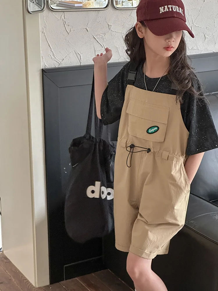 girls-summer-fashionable-short-pants-with-straps-casual-cotton-korean-style-high-waist-short-length-aiza-basic-children's-clo