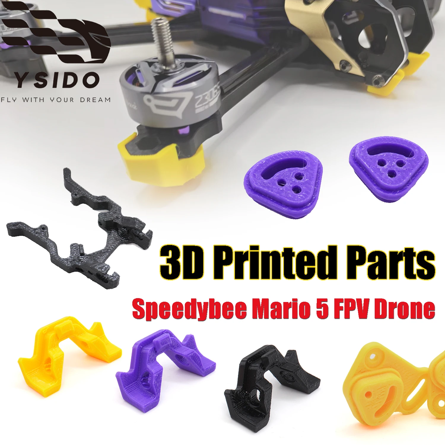TPU Holder O3/O4PRO Lens Gasket Gopro Seat Foot Mat 3D Printed Parts for Speedybee Mario5 FPV Racing Drone Frame Replacement Kit