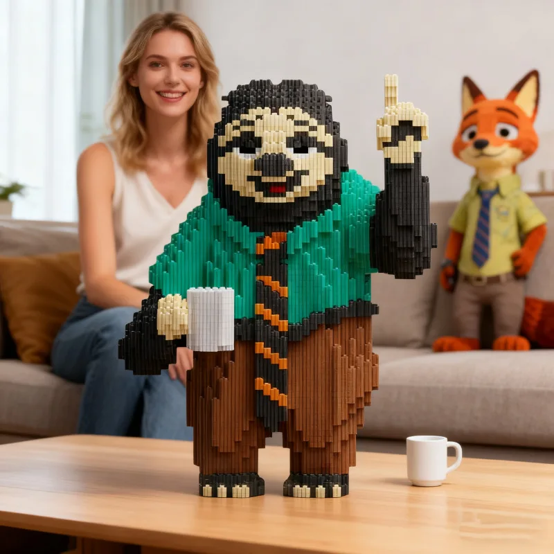 

39cm Flash Sloth Building Blocks Small Particle High Difficulty Puzzle Assembly Toy Christmas Gift Large Assembly Model Ornament