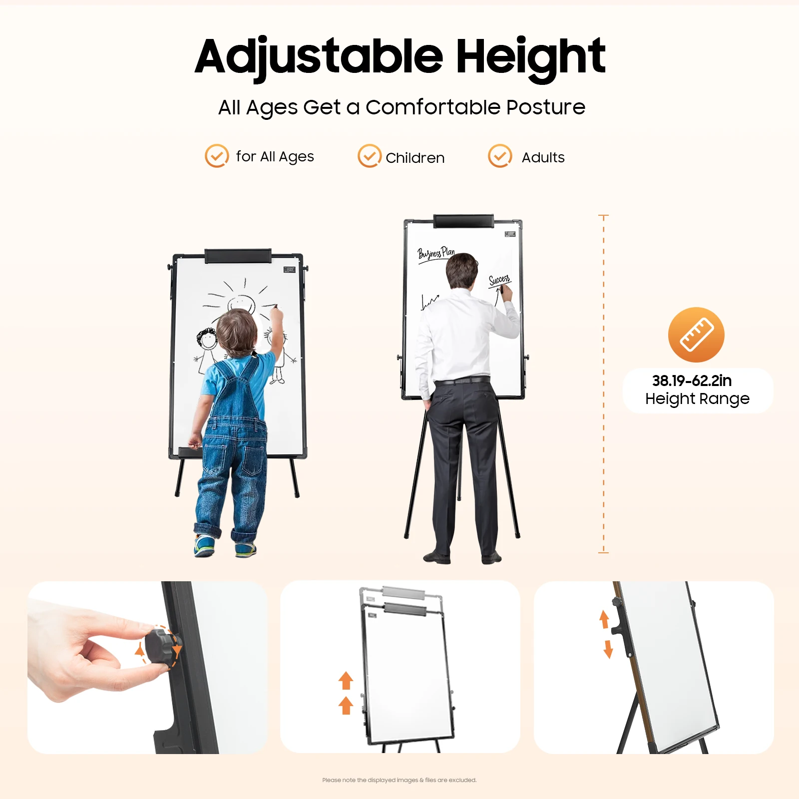 Portable Whiteboard with Magnetic Surface, 3624 Inches, Adjustable Height, Sturdy Steel Frame, Ideal for Office, Classroom,