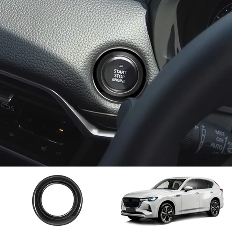 For Mazda CX-60 2022 2023 Car Start Stop Engine Push Button Cover Ring Cover Sticker Interior Parts Accessories