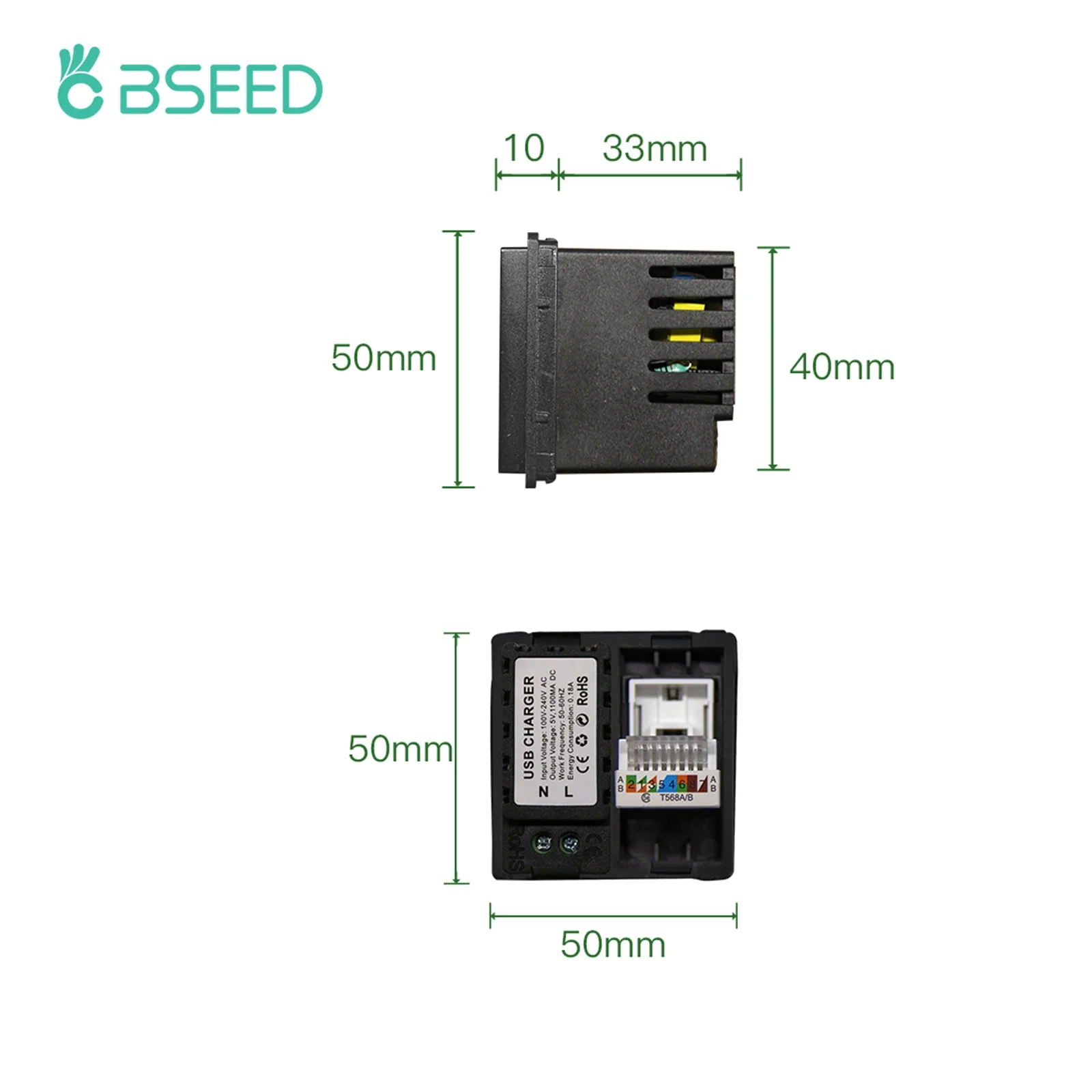 BSEED-Matte plástico soquete Frame, Luz Switches Peças, Duplo USB Tomadas de parede, PC RJ45 TV ST CAT5, Combine livre, DIY, Combine livre, padrão