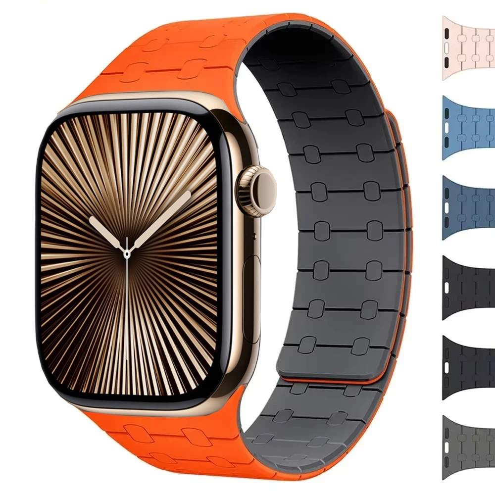 Magnetische siliconen band voor Apple Watch Series 10 42 mm 46 mm 9 8 7 6 40 mm 38 41 mm 44 mm 45 mm armband voor iWatch Ultra 2 49 mm band