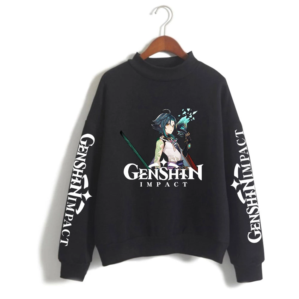 

Game Genshin Impact Print fashion women/girls Harajuku Turtleneck Sweatshirt Streetwear ladies Autumn and winter Hip Hop Clothes