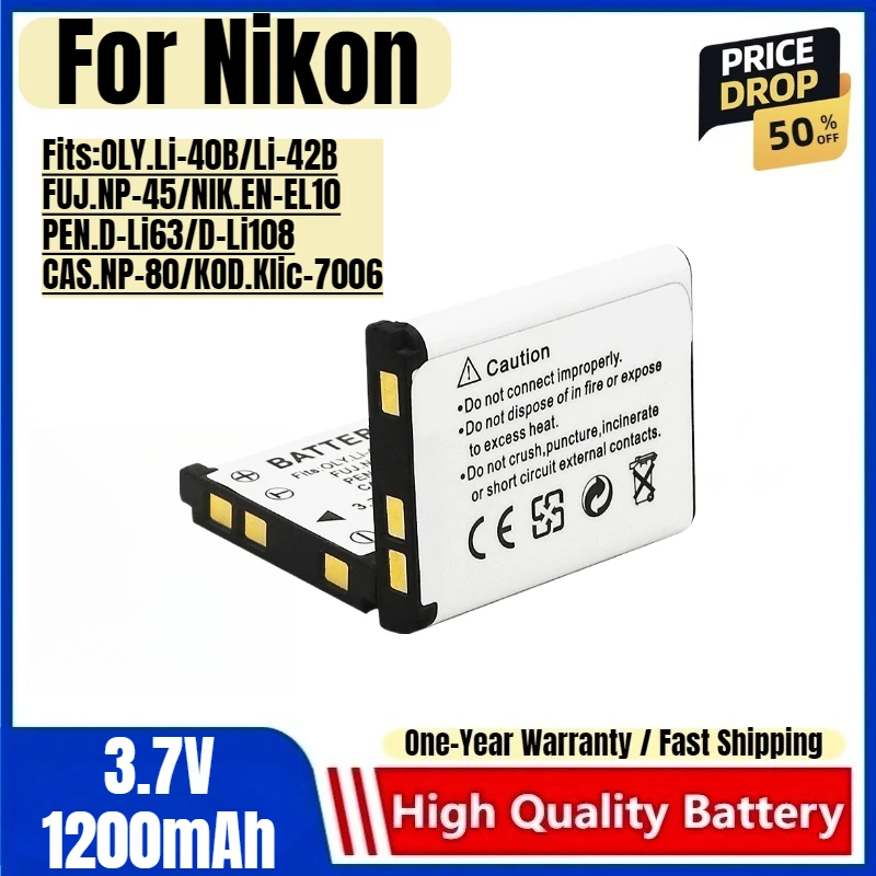 

OLY.Li-40B EN-EL10 Battery 3.7V 1200mAh Rechargeable Batteries and Chargers for Nikon S200 S220 S230 S500 S3000 Camera Battery