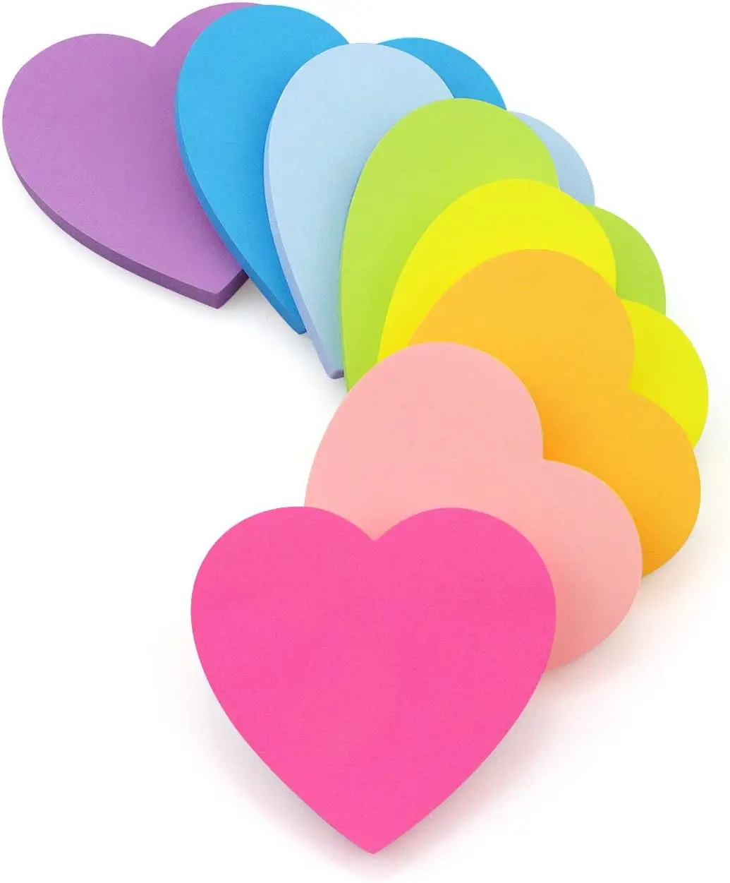 

Heart Shape Sticky Notes, 8 Bright Colors, 75 Sheets/Pad, Self-Adhesive Notepad