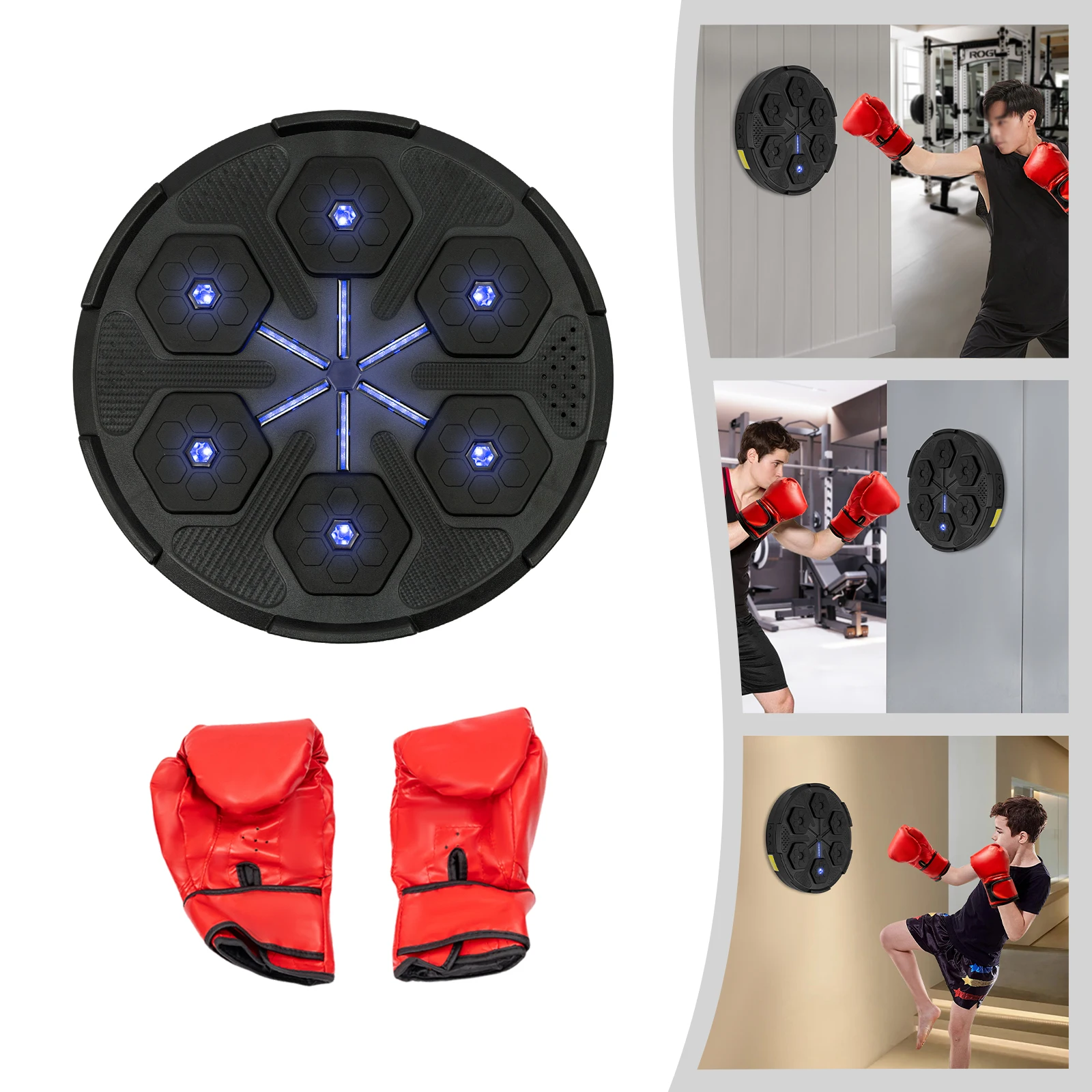 

Boxing Machine, Wall Mounted Music with Gloves, Parent-Child Games, Smart Boxing, Music Workout Machine for Bedroom, Study