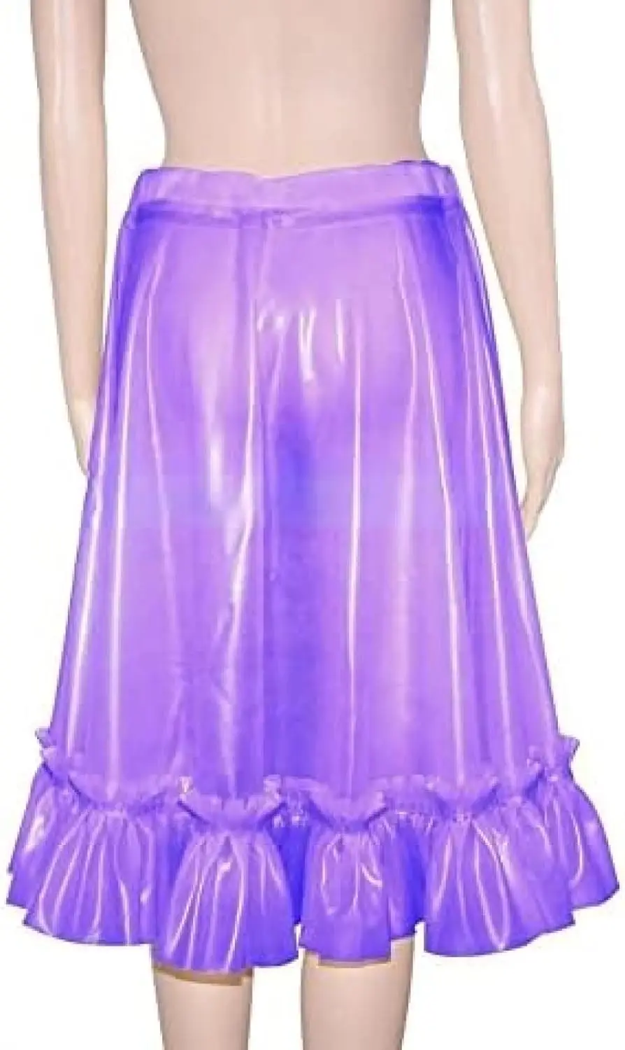 

Transparent Purple Sexy Latex Skirts with Frills Short