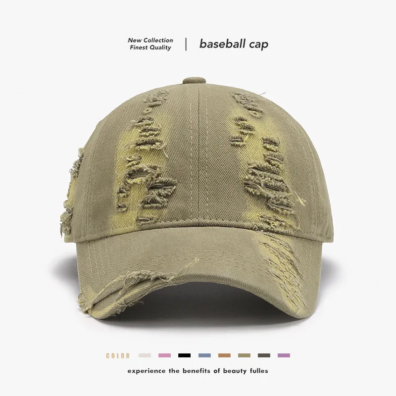 Washable, hole-pierced, versatile European and American-style outdoor sports and travel caps for men