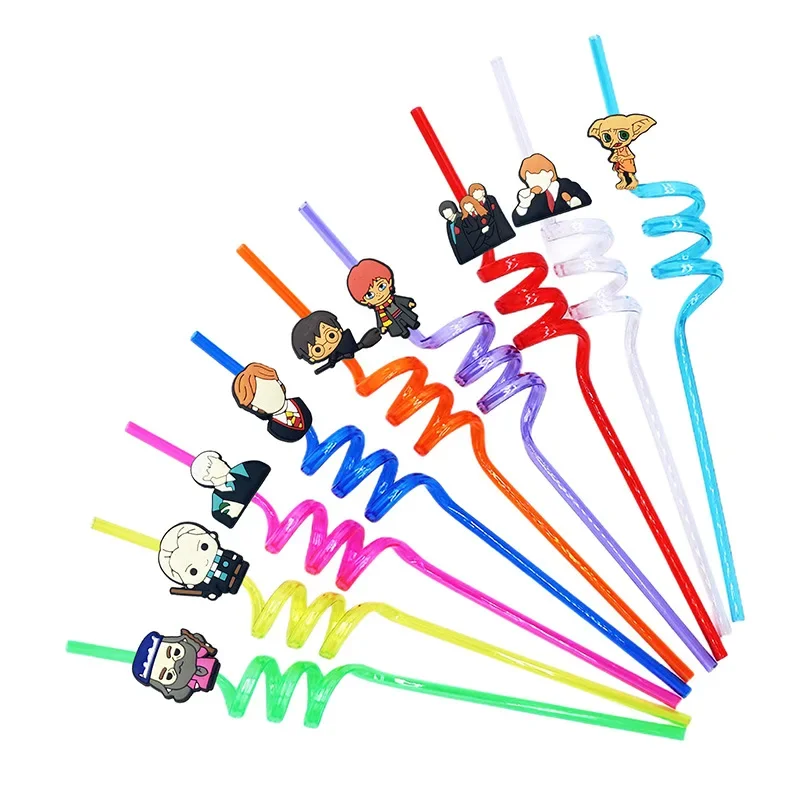 Academy of Magic Anime Creative Plastic Drinking Straws Cartoon Kids Birthday Decorations Party Supplies Peripheral Product