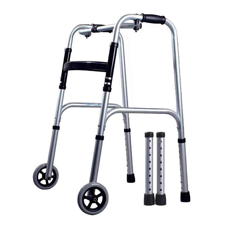 Customized Lightweight Medical Aluminium High Quality Adjustable Elderly Walker Walk Aid Silver 72-82c
