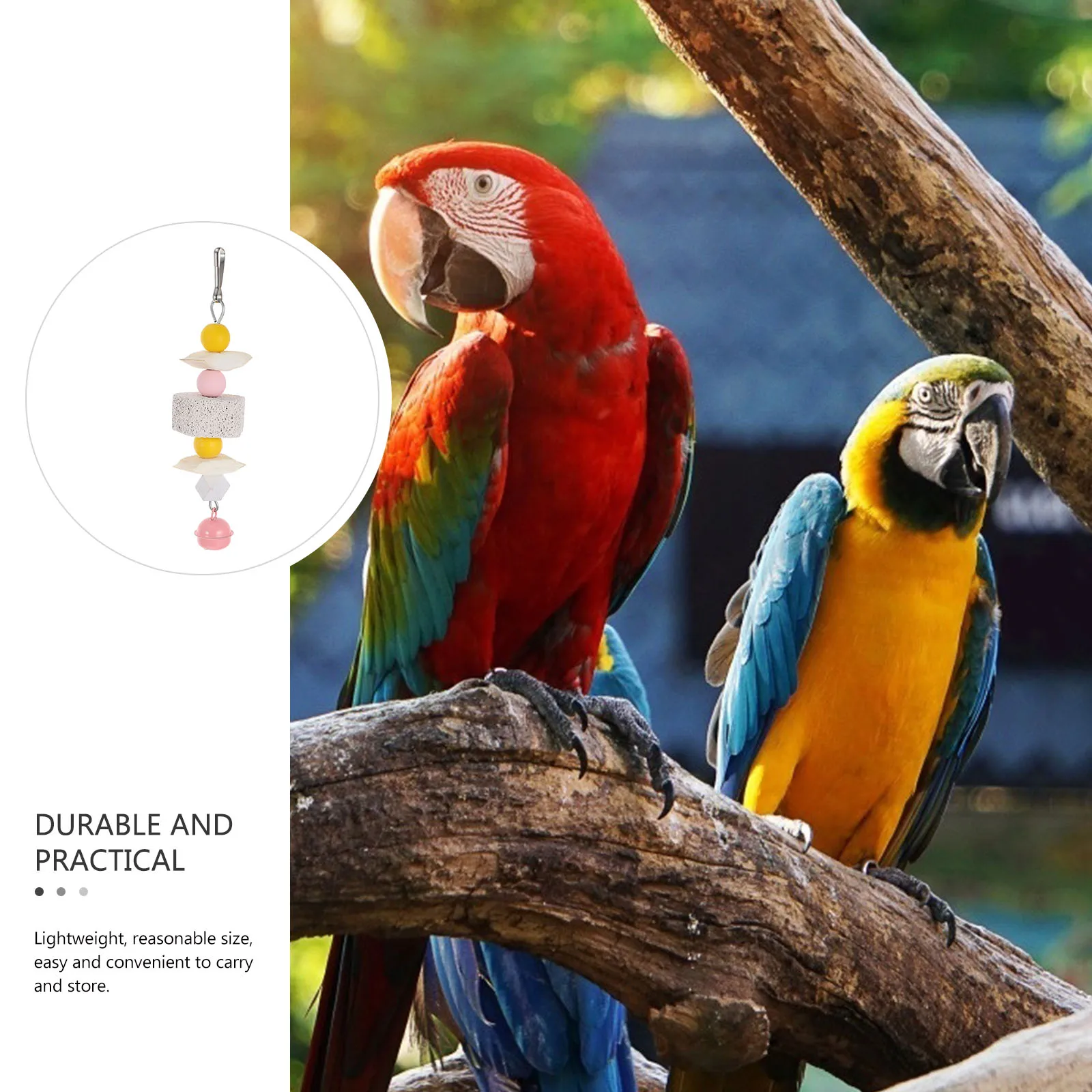 

Pink Parrot Chewing Toy Hanging String Cuttlebone Volcano Rock Nibbling Plaything Lightweight Durable Pet Bird Toys Storage