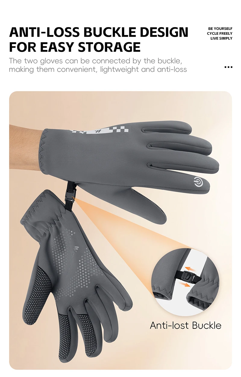 WEST BIKING Winter-Fahrradhandschuhe, Fleece-gefüttert, Touchscreen-fähig, rutschfest, winddicht, für Straßen- und Mountainbikes, für Männer und Frauen, warme Griffhandschuhe – Detail 10