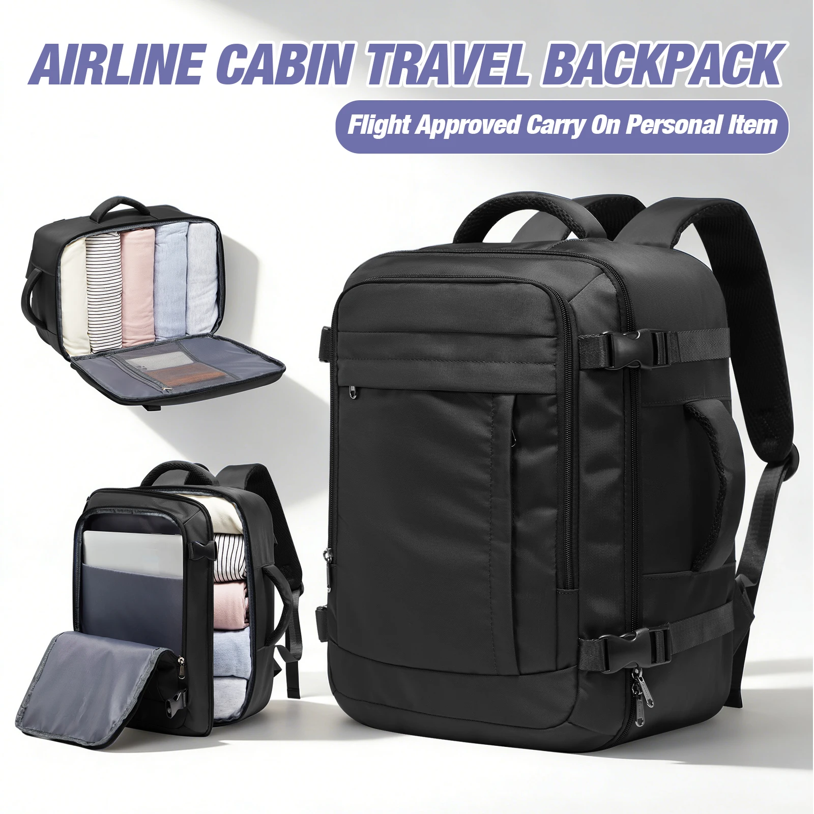 Mochila Viaje Cabina Avión 40x20x30 Equipaje de mano Bolsas de viaje Cabina Fly Bag Mochila para computadora portátil Bolsa de cabina, Mochila escolar para hombres y mujeres