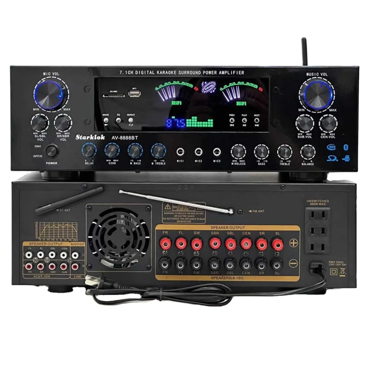 

AV-8888BT Professional 7.1 Channel 2000W Ultra-High Power Home Theater Amplifier BT Wireless Home KTV Surround Sound System