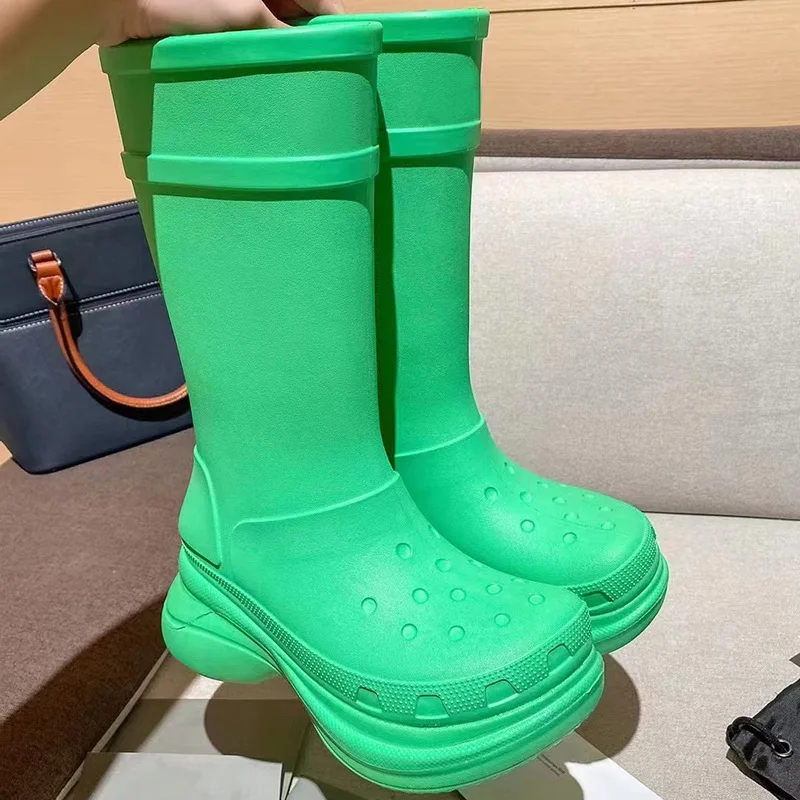 5.5cm Thick soled rain boots jelly 5 color Rain boots for women rubber waterproof