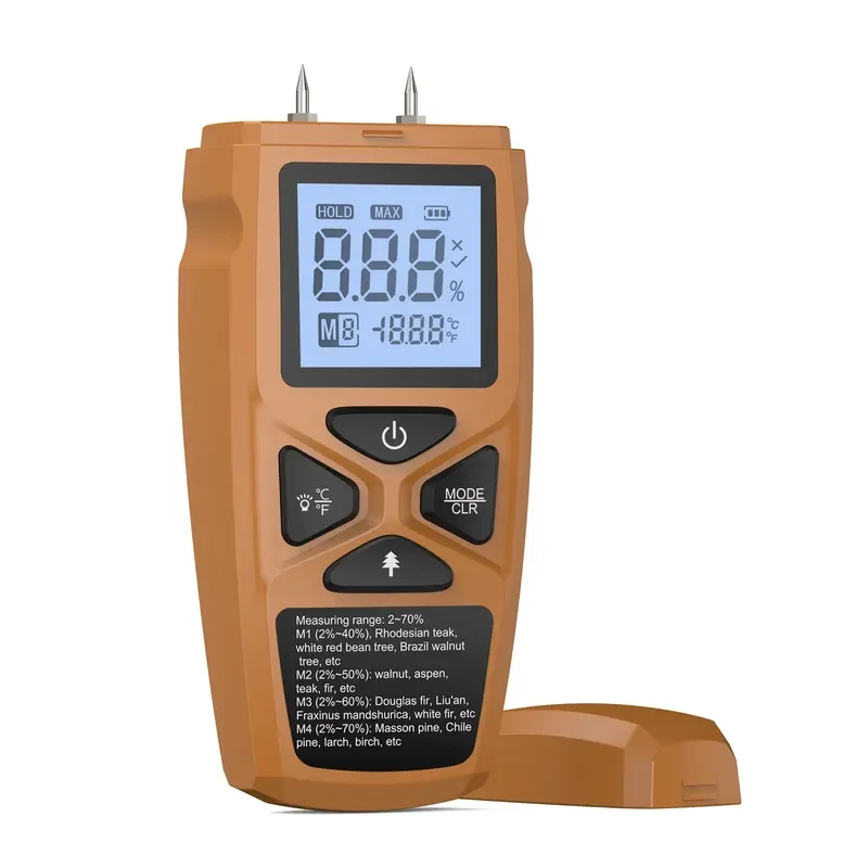 Tians Wood Moisture Meter Moisture Content Tester Humidity Detector 3*1.5V Power 152x55x33mm