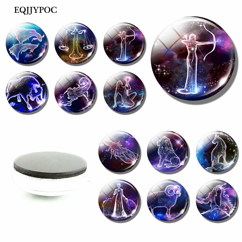 Glamorous Purple Constellation Crystal Glass Fridge Magnet Gift for Kitchen Refrigerator Message Sticker Magnetic Decoration