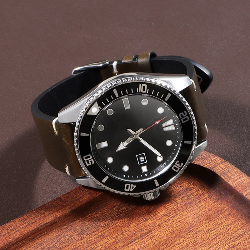 الرجعية النفط الشمع جلد طبيعي حزام الساعات الإفراج السريع جلد العجل حزام ل Seiko ل رولكس 18 مللي متر 19 مللي متر 20 مللي متر 21 مللي متر 22 مللي متر 24 مللي متر معصمه