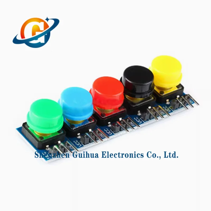 5PCS original genuine hooded large button switch module with light touch/non self-locking/multi-color cap optional