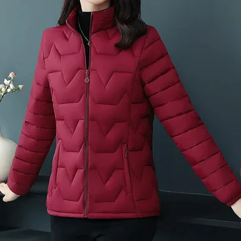 女性用コットンダウンジャケット,スタンドカラー,長袖,暖かいコート,女性用パーカー,秋冬ファッション,2024