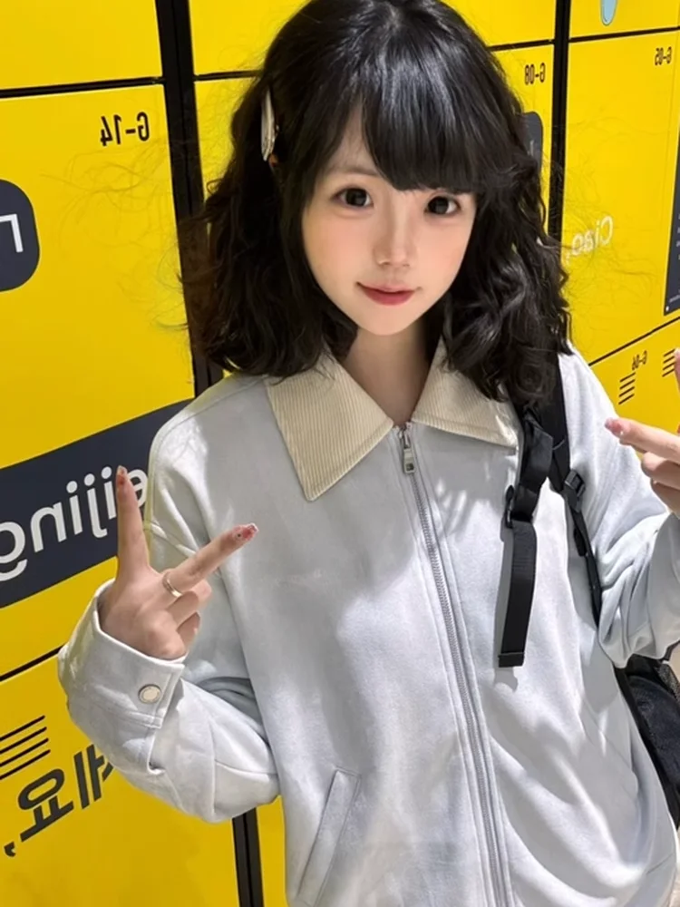 

Женское свободное повседневное бейсбольное пальто American Sle Suede Jaet, синее, новая версия 2025 года, модный размер кактуса