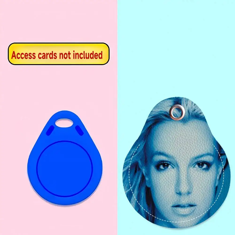 B-Britney S-Spears Keychain Access Card Bag Key Tag Ring Leather Card Holder Keychain Key Ring Door Lock Access Tags
