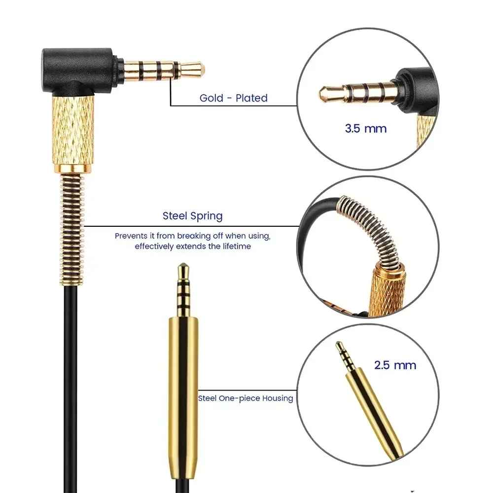 Cabo de extensão de substituição OFC para Bose, QC45, QC35, QC25, NC700, QuietComfort Ultra, 45, 35, 25, 700, OE2, OE2I Auscultadores