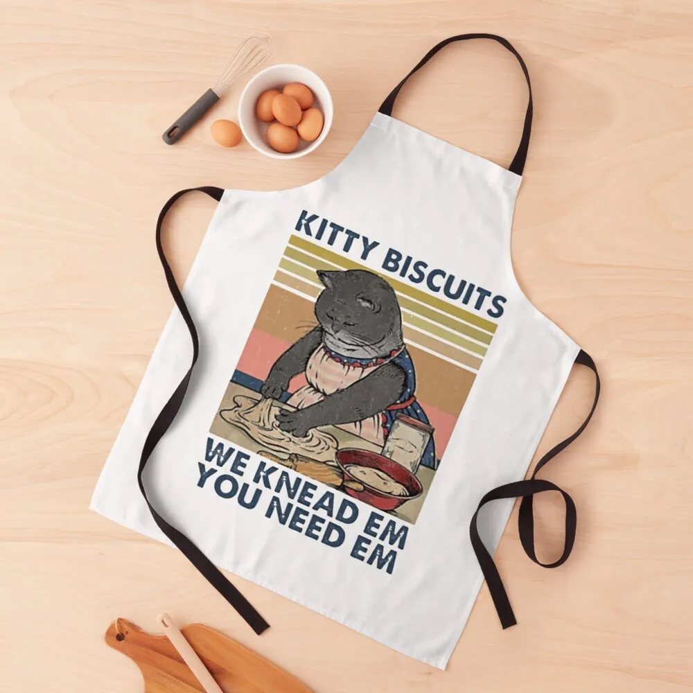 

Kitty biscuits we knead em you need em funny gifts for cat lover Apron cute apron funny kitchen apron things of kitchen for home