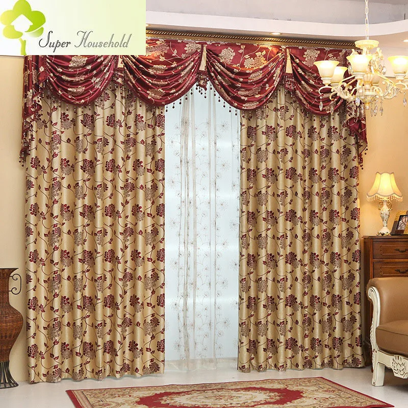 

2018 Special Offer Rope Curtains Living Room European Jacquard Luxury Window For The Bedroom Treatment Without Valance