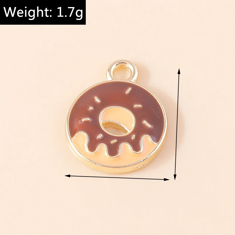 Leslie 10 Stück süße Emaille-Lebensmittel-Charms, Hamburger Pommes Frites, Pizza, Milchkuchen, Schokolade, Anhänger für Armband, handgefertigte Schmuckherstellung – Detail 7