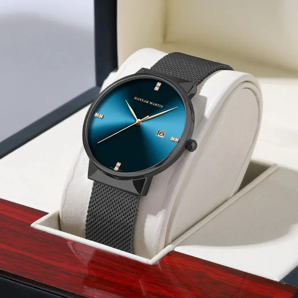 HANNAH MARTIN 901, роскошные мужские часы со стальным ремнем, водонепроницаемые кварцевые часы с календарем для мужчин, Relogios Masculino Reloj Hombre ساعات