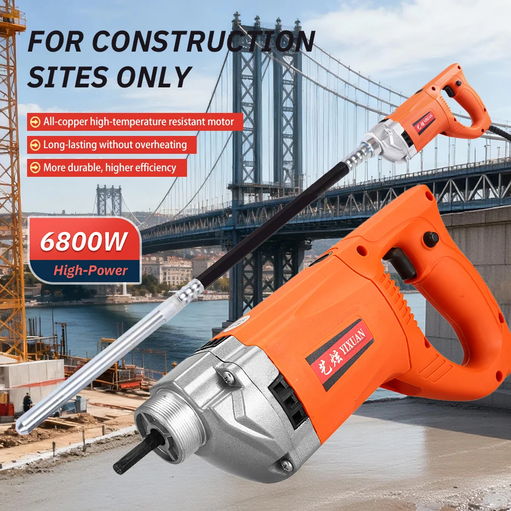 Vibrador de Concreto Eléctrico de 220V, Herramienta de Vibración de Concreto, Máquina de Vibración de Cemento, Eliminador de Burbujas de Aire en Concreto