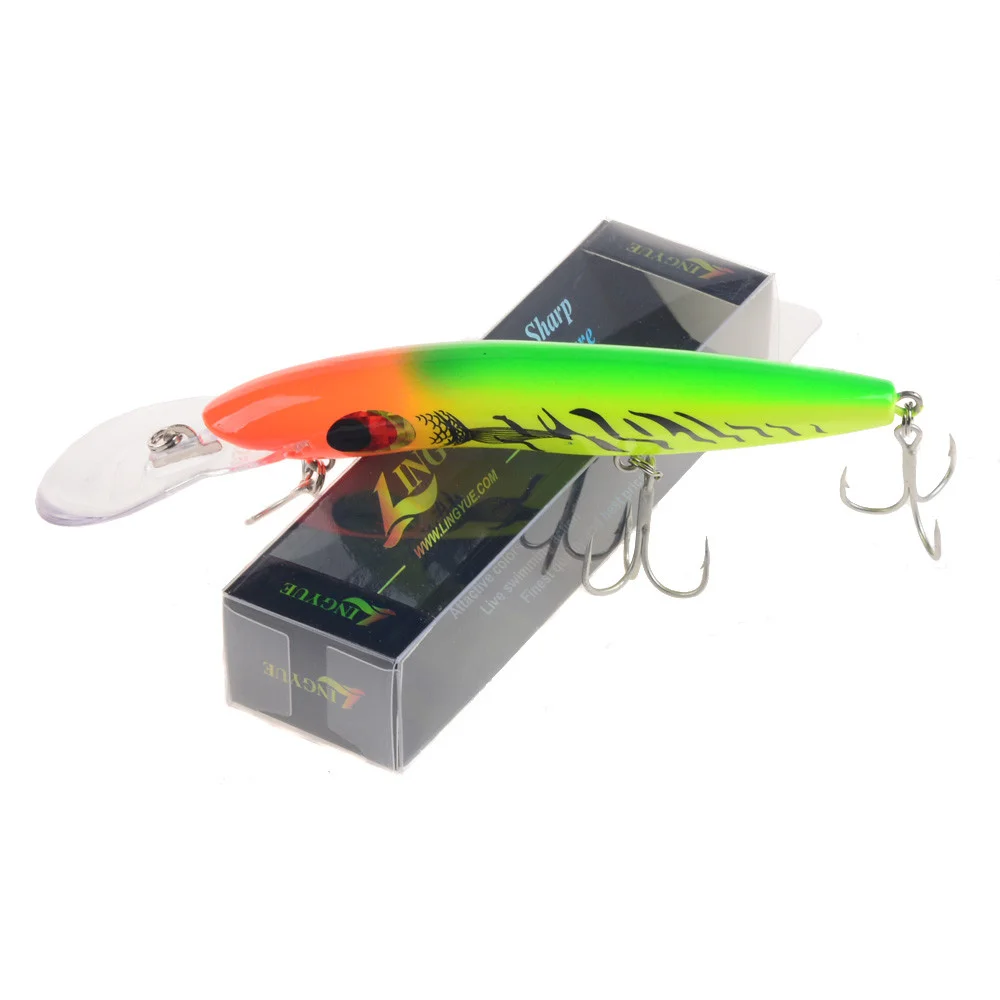 Señuelos de pesca Wobbler de simulación de pececillo grande, duraderos, para buceo profundo, 8M +, 10 colores, cebo duro Artificial para peces carnívoros de agua dulce