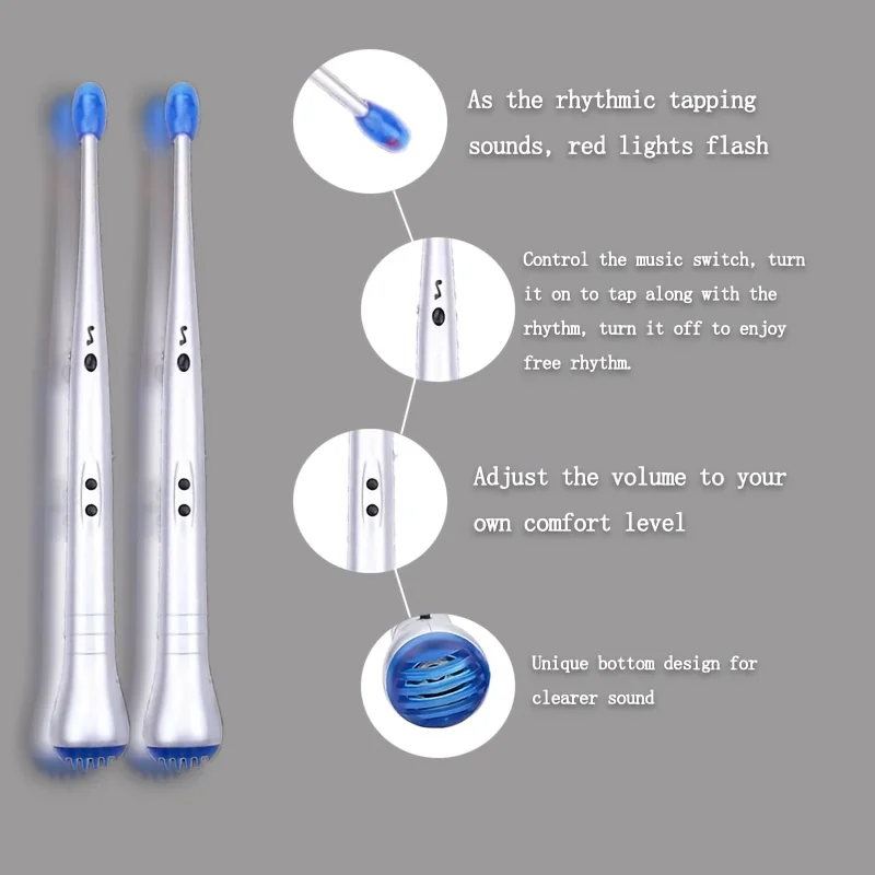 Electronic Induction Rhythm Drum Sticks for Leisure & Party, Air Percussion Instrument Set, Musical Practice Toy, Kid Gift for New Year Holiday (No Real Drum Sound)