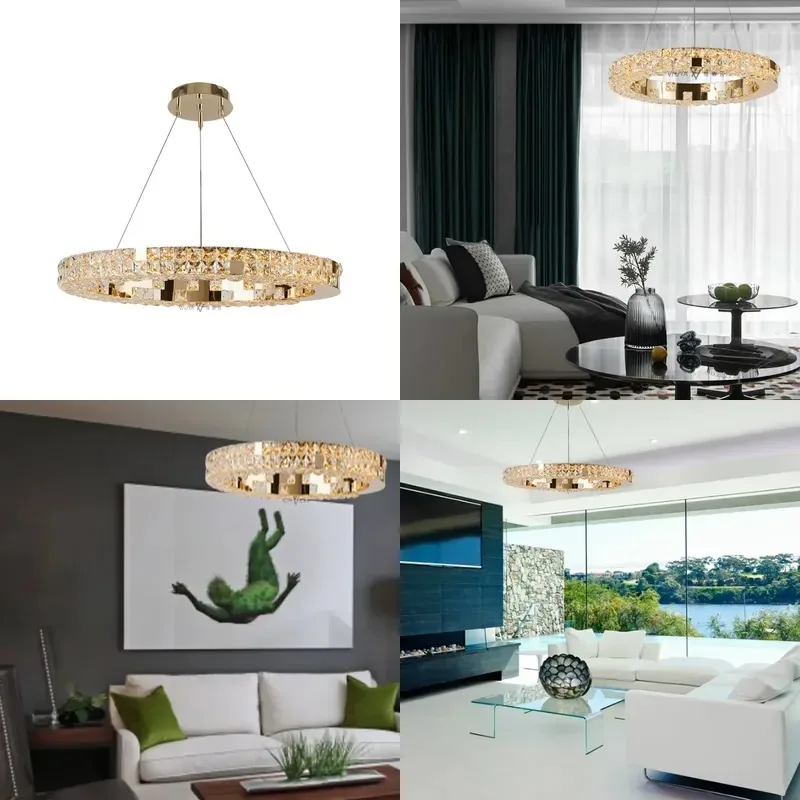 Luxury Gold Crystal Chandelier Ceiling Light for Home Hotel Restaurant Decoration