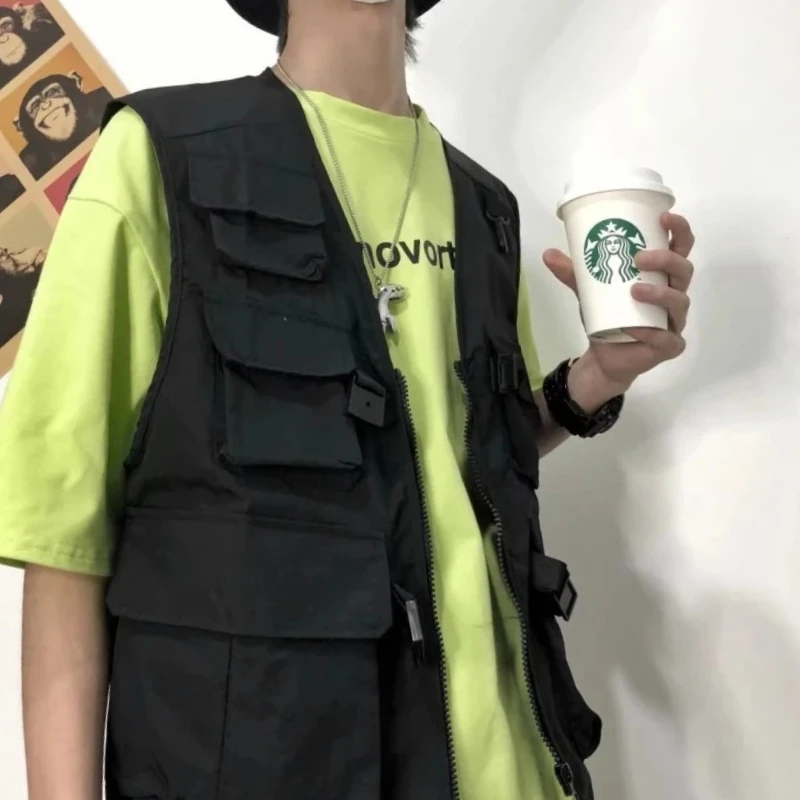 

Unisex Summer Utility Vest for Hiking Fishing Breathable Mesh Back Design Multiple Zipper Pockets Trendy Slim Cargo Jacket​